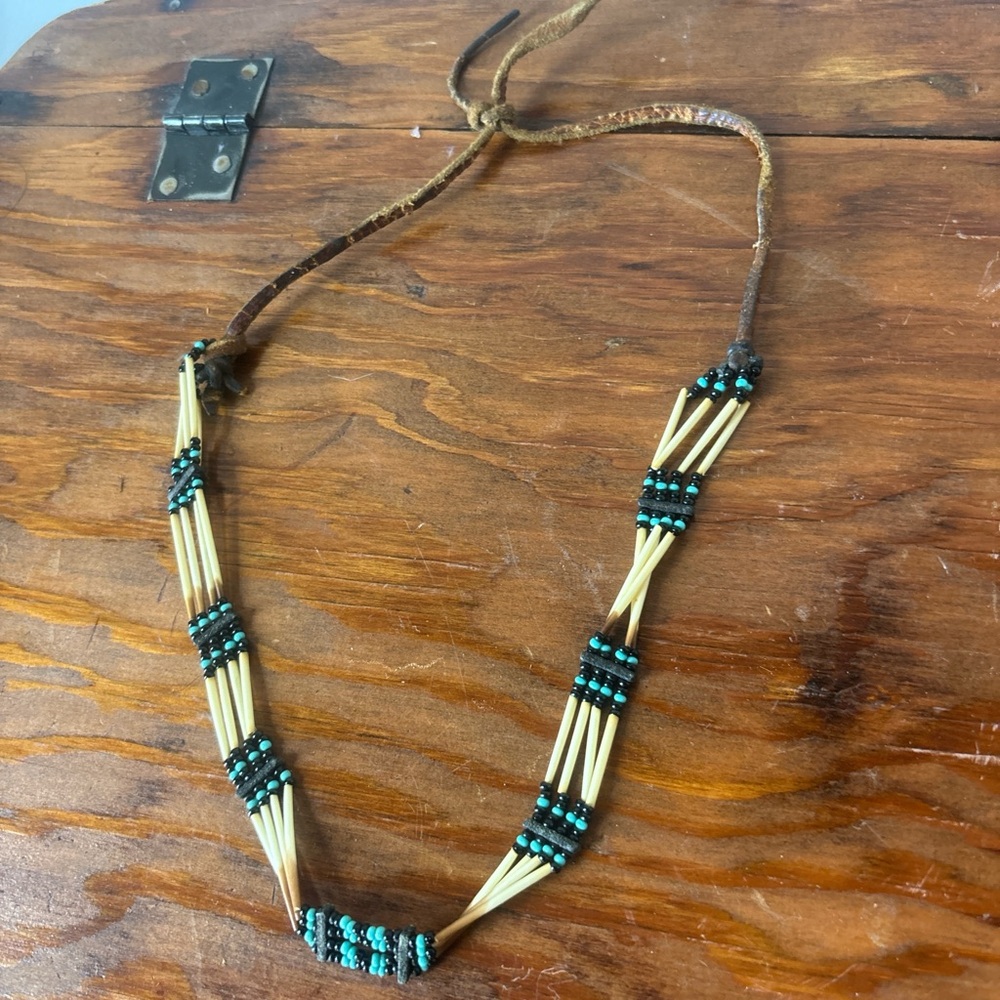 Unique Vintage Brown and Turquoise Beaded Necklace